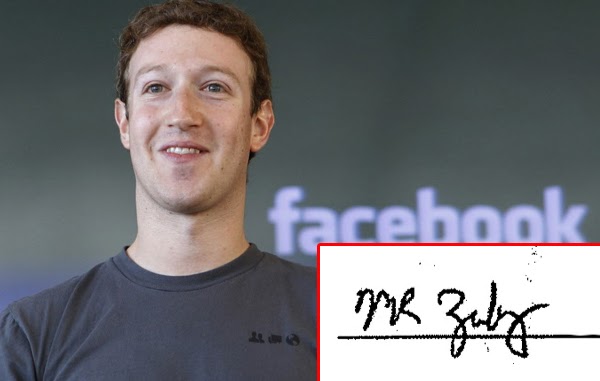 Chữ ký phong thủy mệnh kim của “hoàng tử” Facebook Mark Zuckerberg